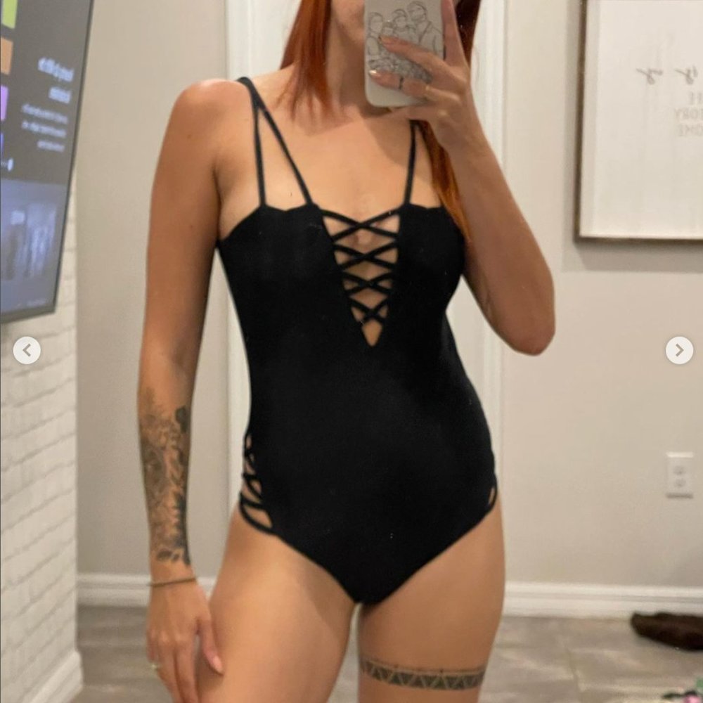 Black one piece bikini